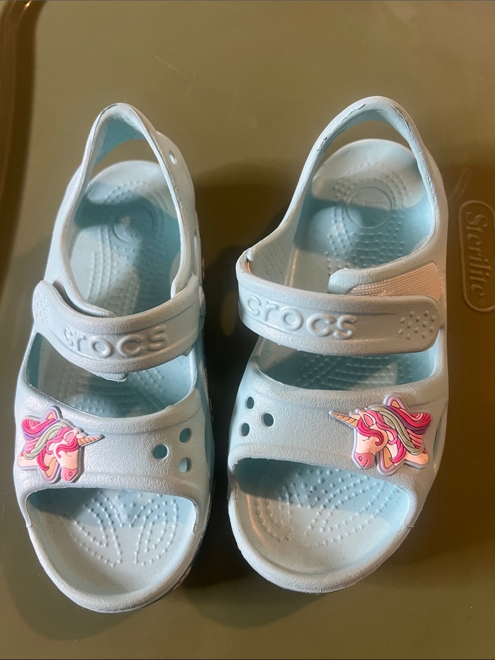 CROCS Kids Light Blue Unicorn Strap Sandals